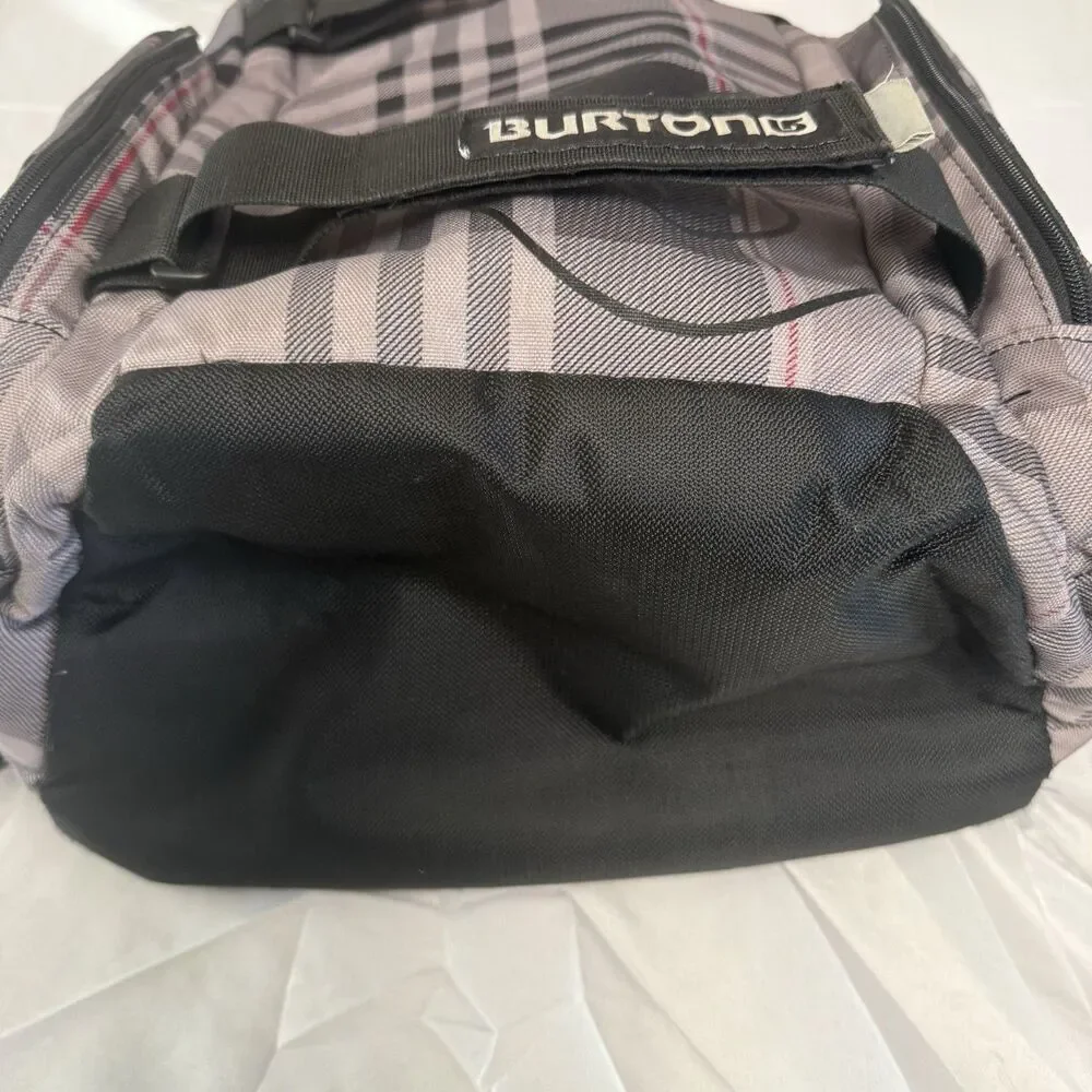 VintageBurton Metalhead Grey Brown Plaid 26L Backpack Adjustable Insulated Side